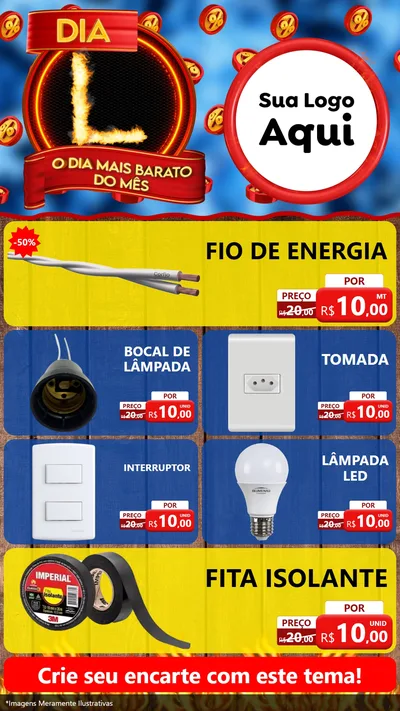 Modelo de TV para TV Vertical com o tema Dia L - O Dia Mais Barato Do Mês para Materiais Elétricos