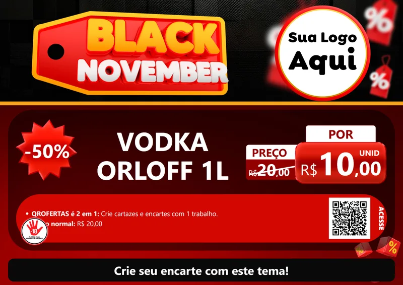 Modelo de Cartaz para Cartaz A4 Horizontal com o tema Black November para Distribuidora de bebidas