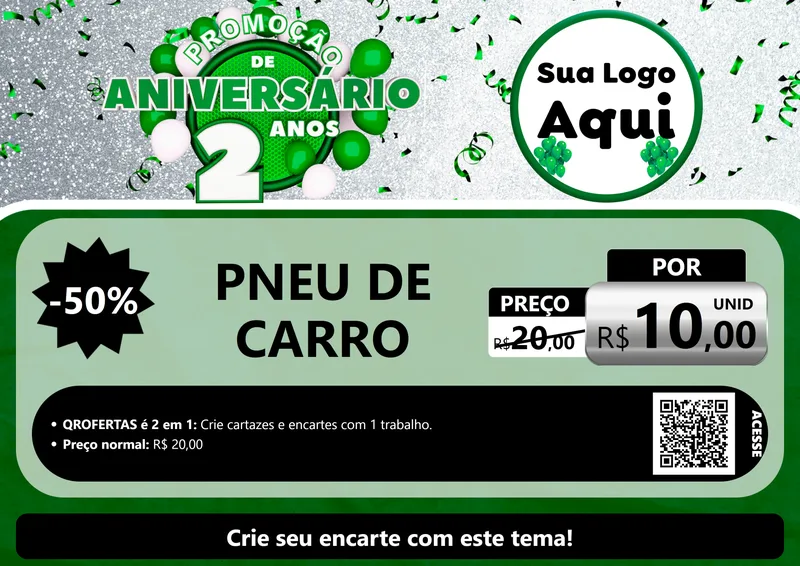 Modelo de Cartaz para Cartaz A4 Horizontal com o tema Promoção de Aniversário - 2 Anos para Auto peças