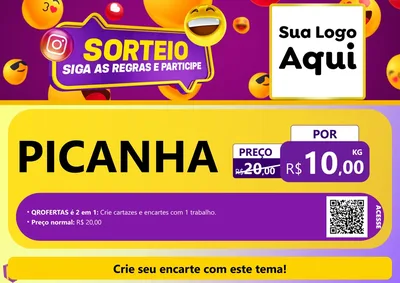 Modelo de Cartaz para Cartaz A4 Horizontal com o tema Sorteio para Açougue