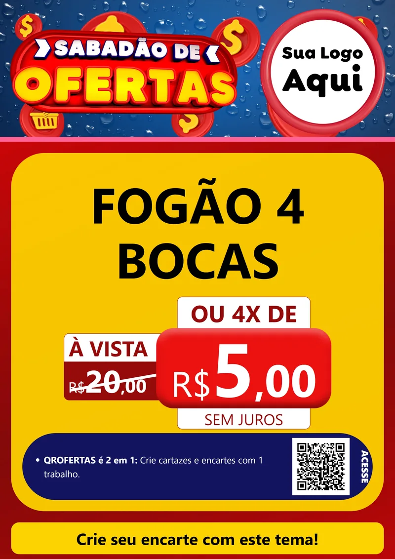 Modelo de Cartaz para Cartaz A4 Vertical com o tema Sabadão de Ofertas para Móveis e Eletro