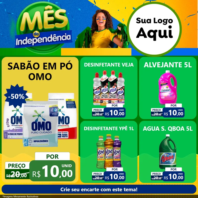 Modelo de Rede Social para Feed Facebook com o tema Mês da Independência para Produtos de Limpeza