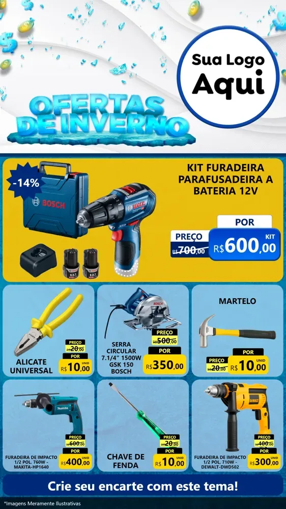 Modelo de Rede Social para Stories com o tema Ofertas de Inverno para Maquinas e Ferramentas