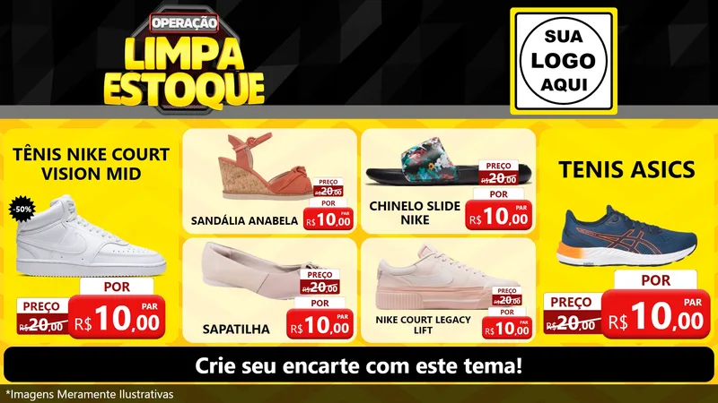 Modelo de TV para TV Horizontal com o tema Operação Limpa Estoque para Calçados
