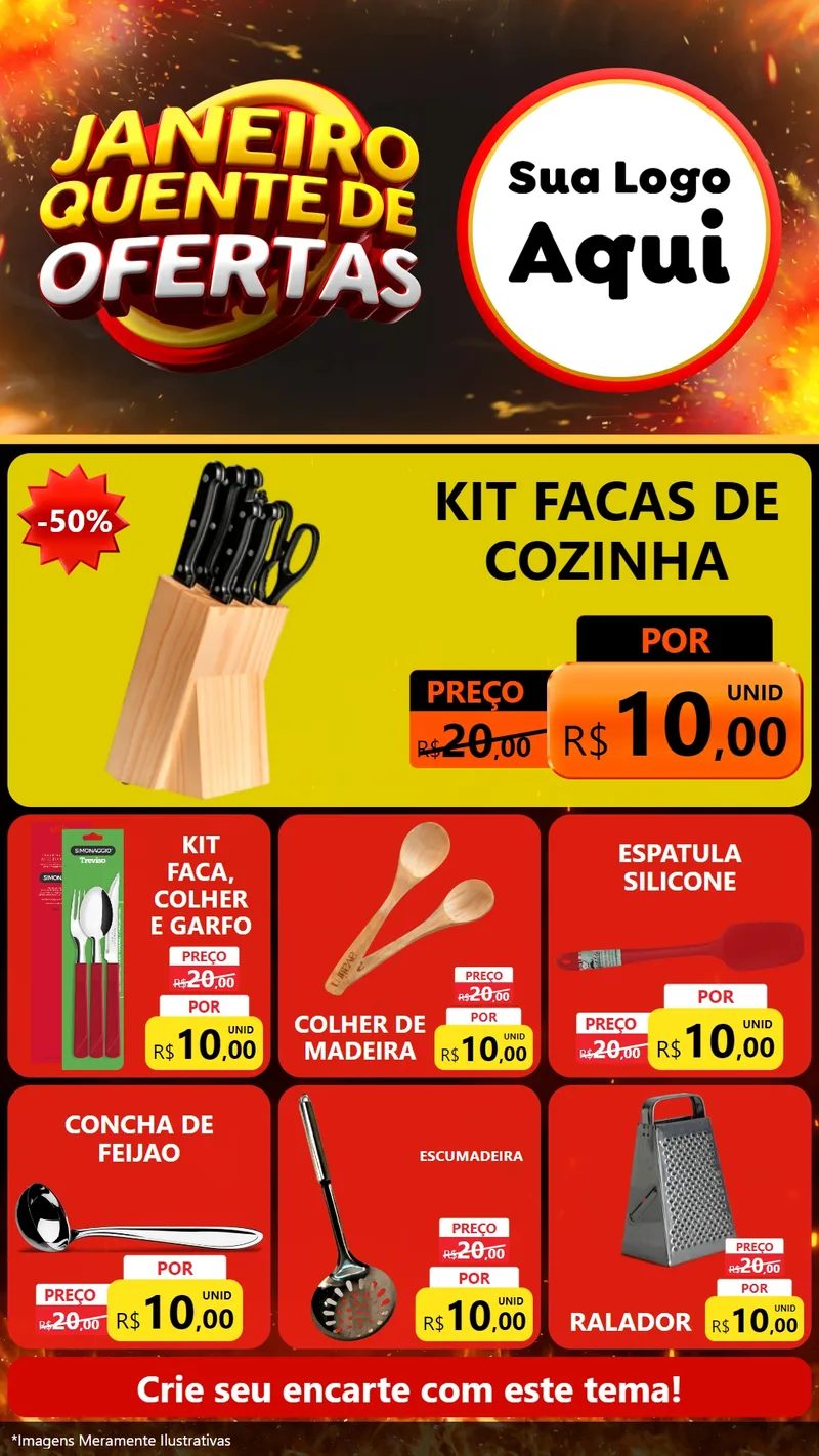 Modelo de Rede Social para Stories com o tema Janeiro Quente de Ofertas para Utilidades Domésticas