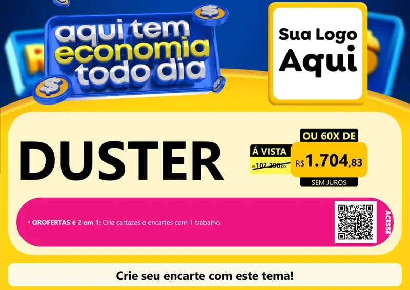 Modelo de Cartaz para Cartaz A4 Horizontal com o tema Aqui Tem Economia Todo Dia para Concessionaria de Carros