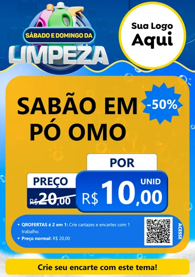 Modelo de Cartaz para Cartaz A4 Vertical com o tema Sábado e Domingo da Limpeza para Produtos de Limpeza