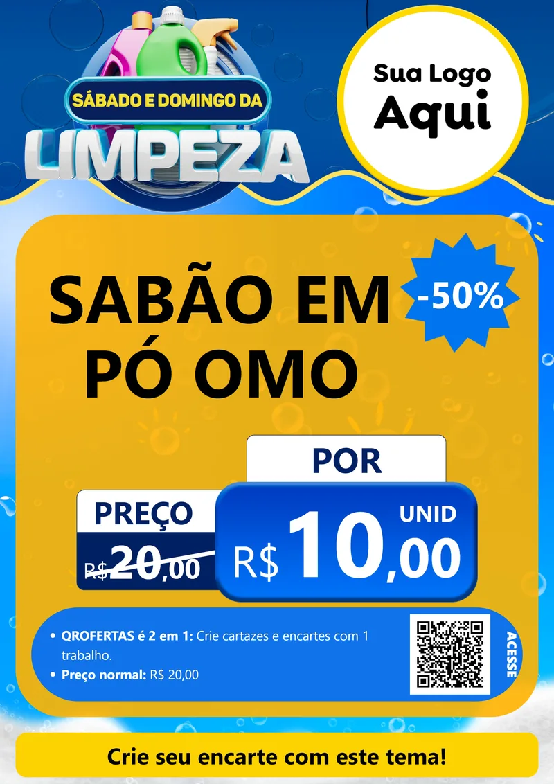 Modelo de Cartaz para Cartaz A4 Vertical com o tema Sábado e Domingo da Limpeza para Produtos de Limpeza