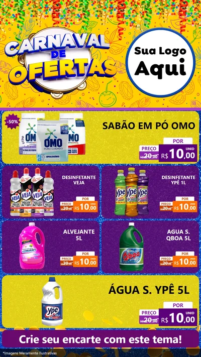 Modelo de TV para TV Vertical com o tema Carnaval de Ofertas para Produtos de Limpeza