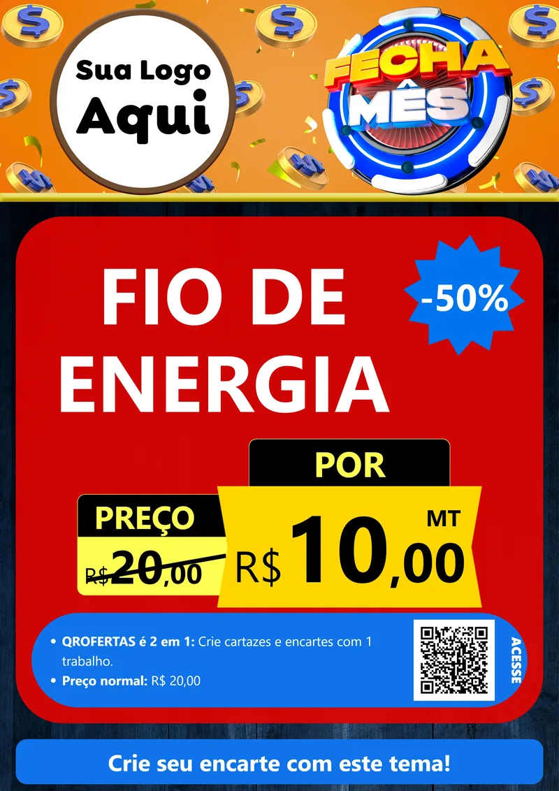 Modelo de Cartaz para Cartaz A4 Vertical com o tema Fecha Mês para Materiais Elétricos