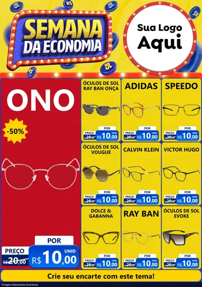 Modelo de Encarte para Encarte A4 Vertical com o tema Semana da Economia para Óticas