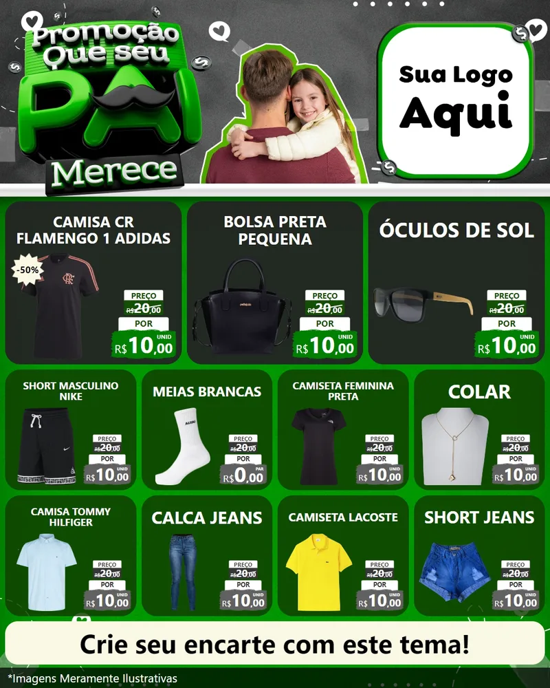 Modelo de Rede Social para Feed Instagram com o tema Promoção Que seu Pai Merece para Roupas e acessórios