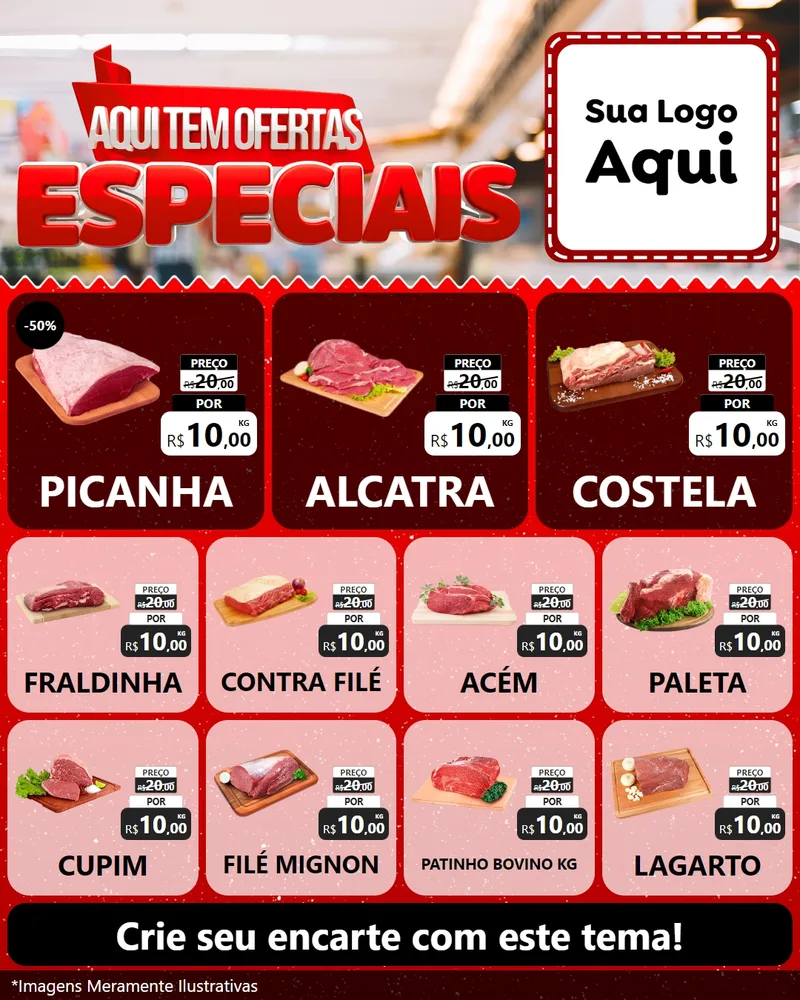 Modelo de Rede Social para Feed Instagram com o tema Aqui Tem Ofertas Especiais para Açougue