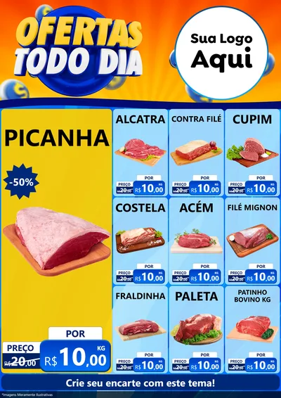 Modelo de Encarte para Encarte A4 Vertical com o tema Ofertas Todo Dia para Açougue