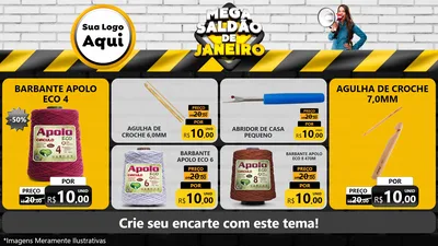 Modelo de TV para TV Horizontal com o tema Mega Saldão de Janeiro para Armarinho e Aviamentos