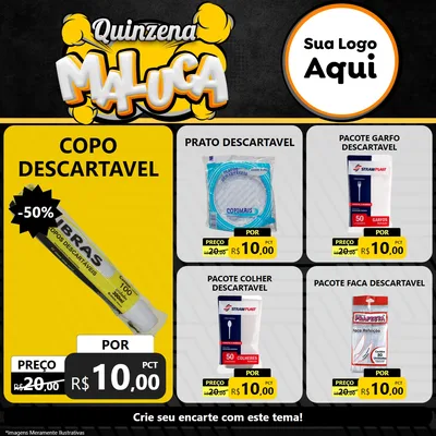 Modelo de Rede Social para Feed Facebook com o tema Quinzena Maluca para Embalagens