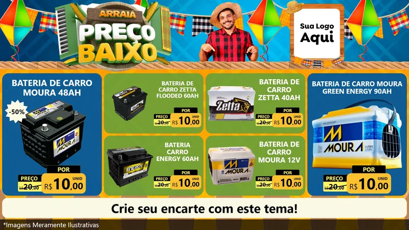 Modelo de TV para TV Horizontal com o tema Arraiá de Preço Baixo - Junina para Baterias Elétricas