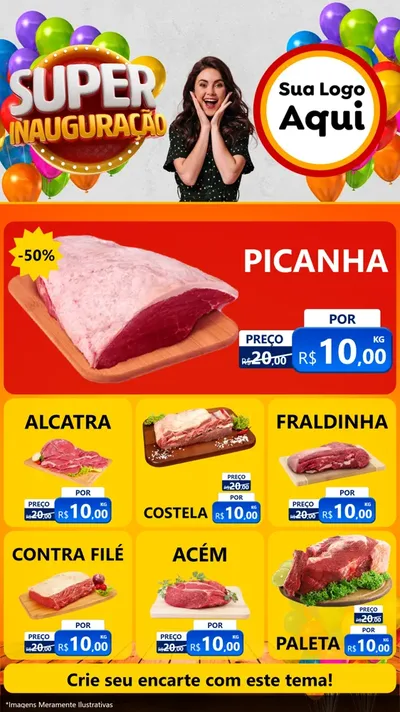 Modelo de Rede Social para Stories com o tema Super Inauguração para Açougue
