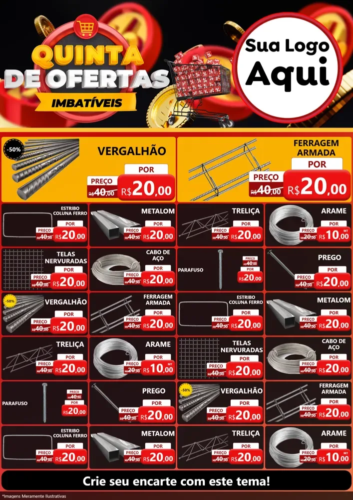 Modelo de Encarte para Encarte A4 Vertical com o tema Quinta de Ofertas Imbatíveis para Ferragens