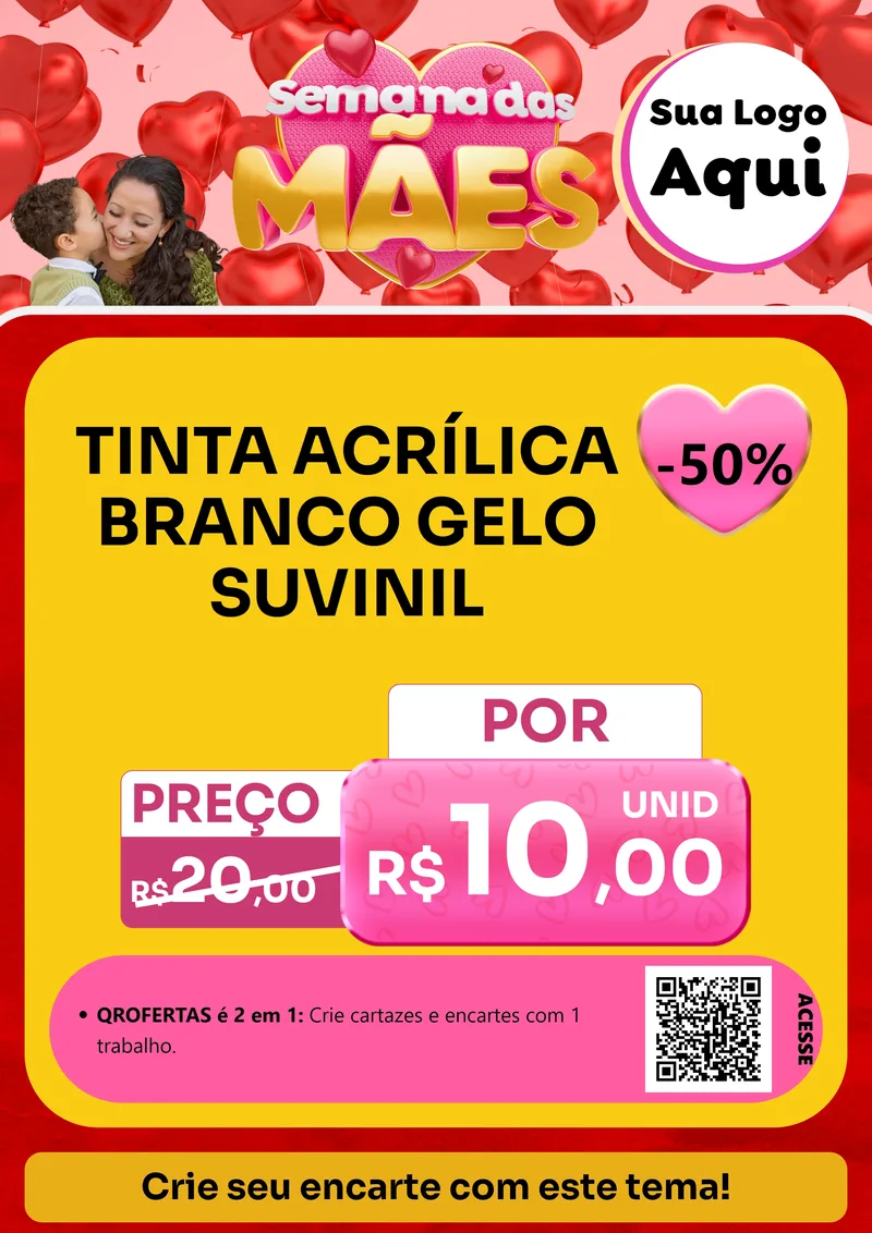 Modelo de Cartaz para Cartaz A4 Vertical com o tema Semana Das Mães para Tintas e Ferramentas