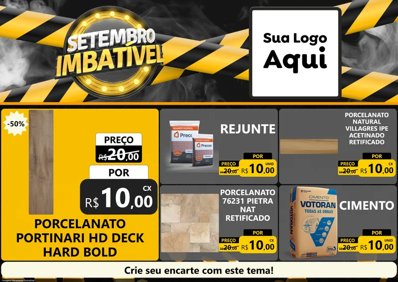 Modelo de Encarte para Encarte A4 Horizontal com o tema Setembro Imbatível para Pisos e revestimentos