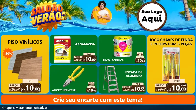 Modelo de TV para TV Horizontal com o tema Saldão de Verão para Material para Construção