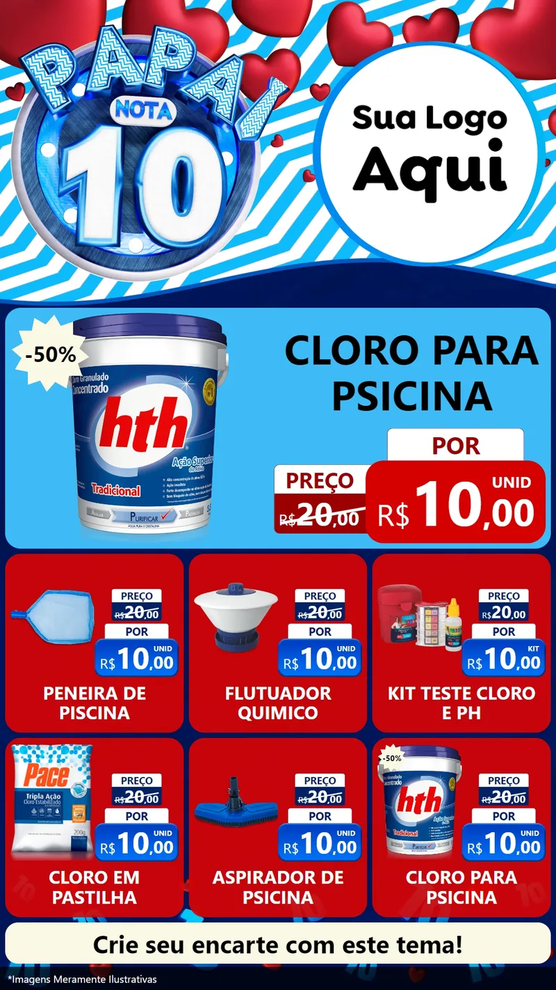 Modelo de Rede Social para Stories com o tema Papai Nota 10 para Produtos para Piscina