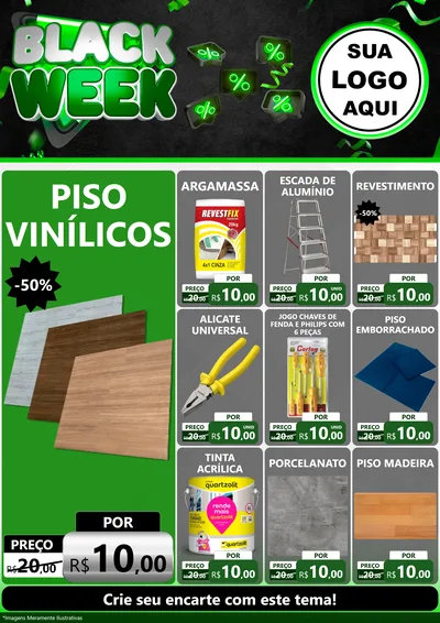 Modelo de Encarte para Encarte A4 Vertical com o tema Black Week para Material para Construção