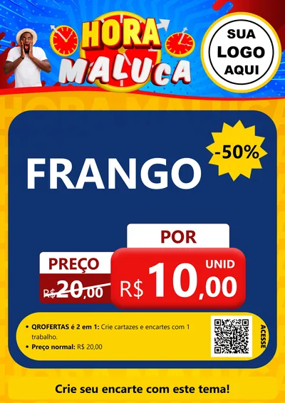 Modelo de Cartaz para Cartaz A4 Vertical com o tema Hora Maluca para Assados