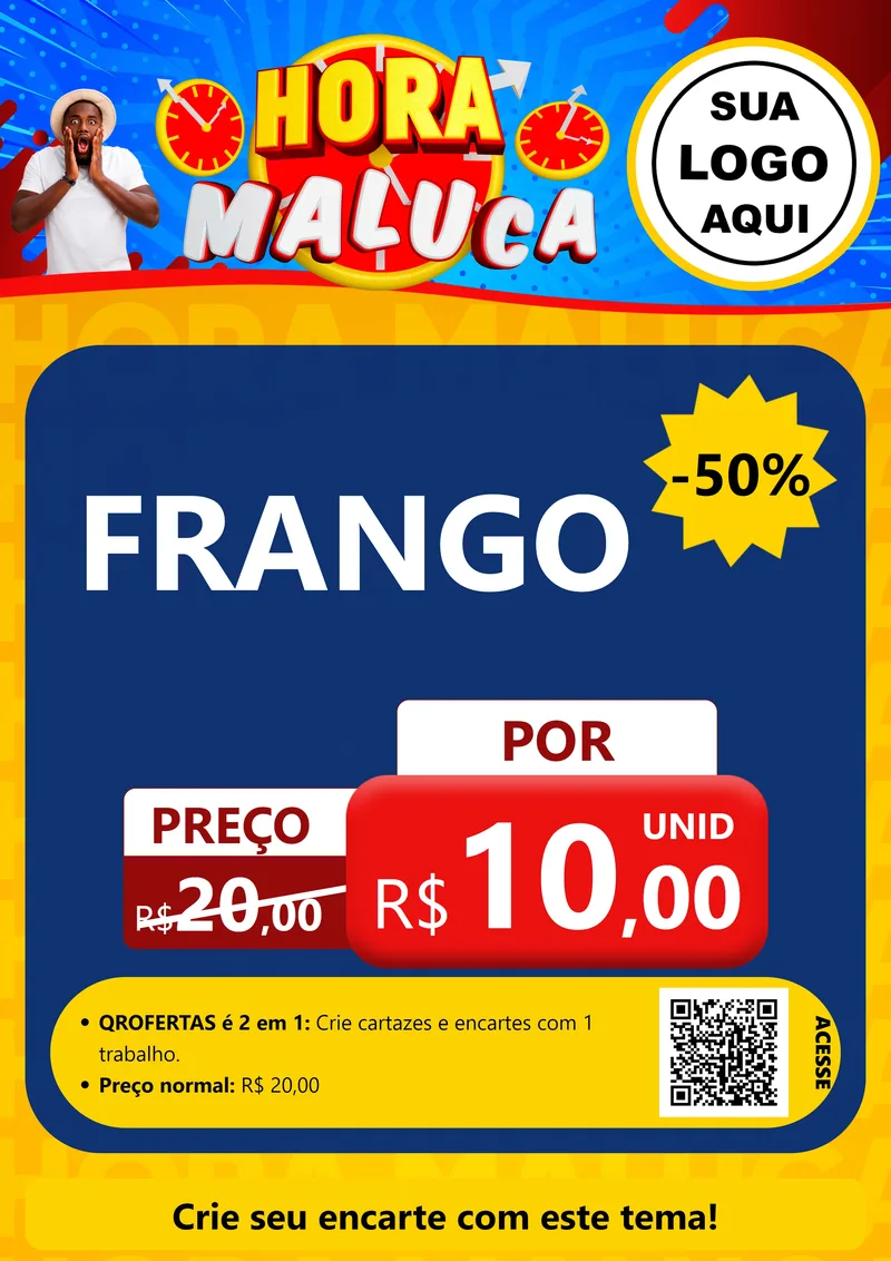 Modelo de Cartaz para Cartaz A4 Vertical com o tema Hora Maluca para Assados