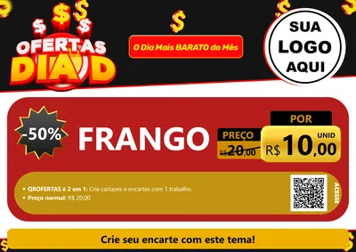 Modelo de Cartaz para Cartaz A4 Horizontal com o tema Ofertas Dia D para Assados