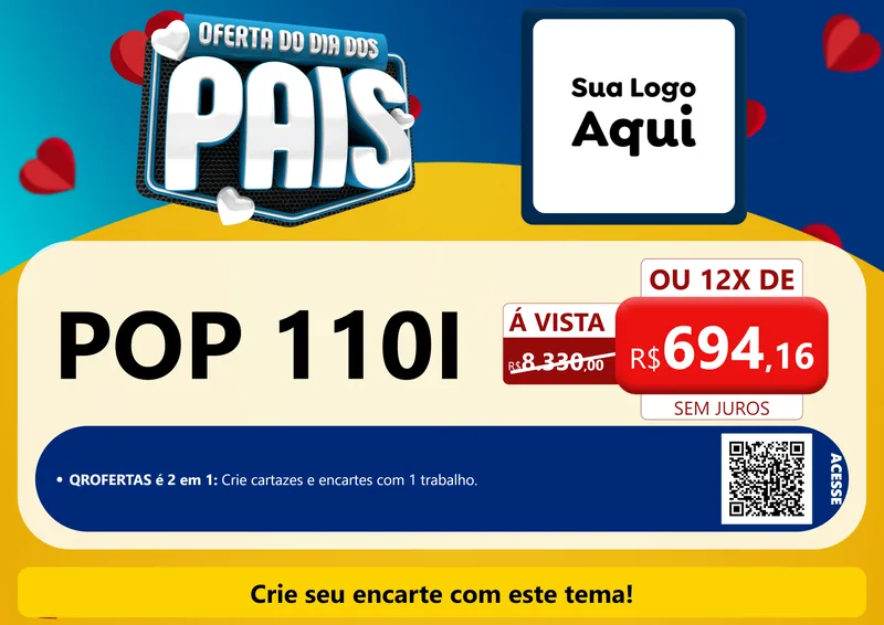 Modelo de Cartaz para Cartaz A4 Horizontal com o tema Oferta Do Dia Dos Pais para Concessionaria de Motos