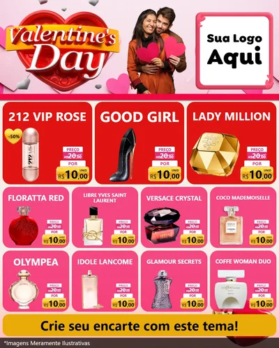 Modelo de Rede Social para Feed Instagram com o tema Valentine's Day para Perfumes