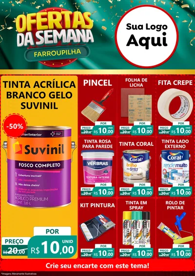 Modelo de Encarte para Encarte A4 Vertical com o tema Ofertas da Semana Farroupilha para Tintas e Ferramentas