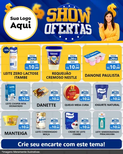 Modelo de Rede Social para Feed Instagram com o tema Show de Ofertas para Frios e Laticínios
