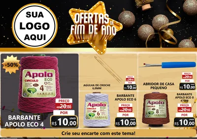 Modelo de Encarte para Encarte A4 Horizontal com o tema Ofertas de Fim de Ano para Armarinho e Aviamentos