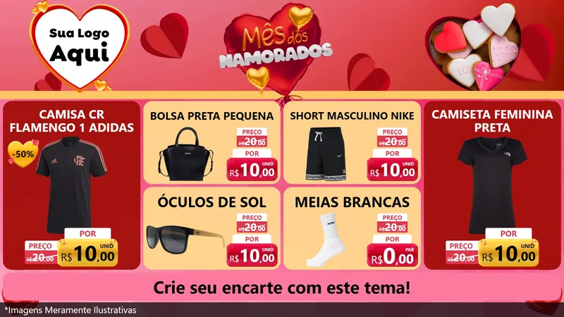 Modelo de TV para TV Horizontal com o tema Mês dos Namorados para Roupas e acessórios