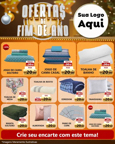 Modelo de Rede Social para Feed Instagram com o tema Ofertas de Fim de Ano para Cama, Mesa e Banho