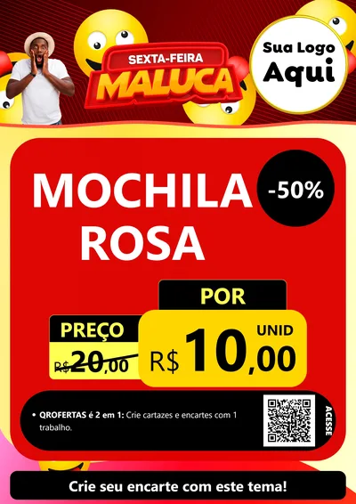 Modelo de Cartaz para Cartaz A4 Vertical com o tema Sexta-feira Maluca para Papelaria