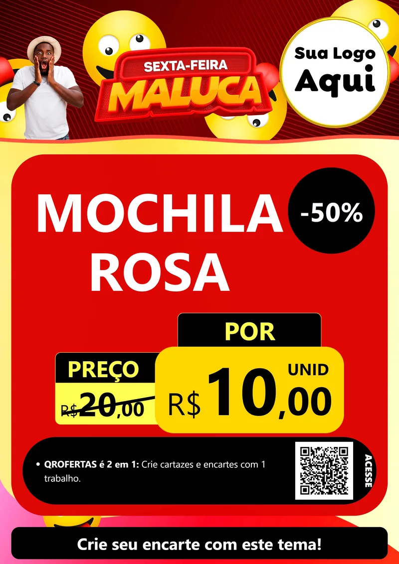 Modelo de Cartaz para Cartaz A4 Vertical com o tema Sexta-feira Maluca para Papelaria