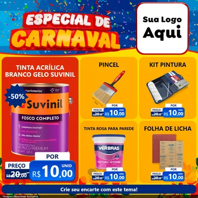 Modelo de Rede Social para Feed Facebook com o tema Especial de Carnaval para Tintas e Ferramentas