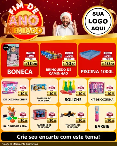 Modelo de Rede Social para Feed Instagram com o tema Fim de Ano Premiado para Brinquedos