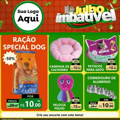 Modelo de Rede Social para Feed Facebook com o tema Julho Imbatível para Pet Shop