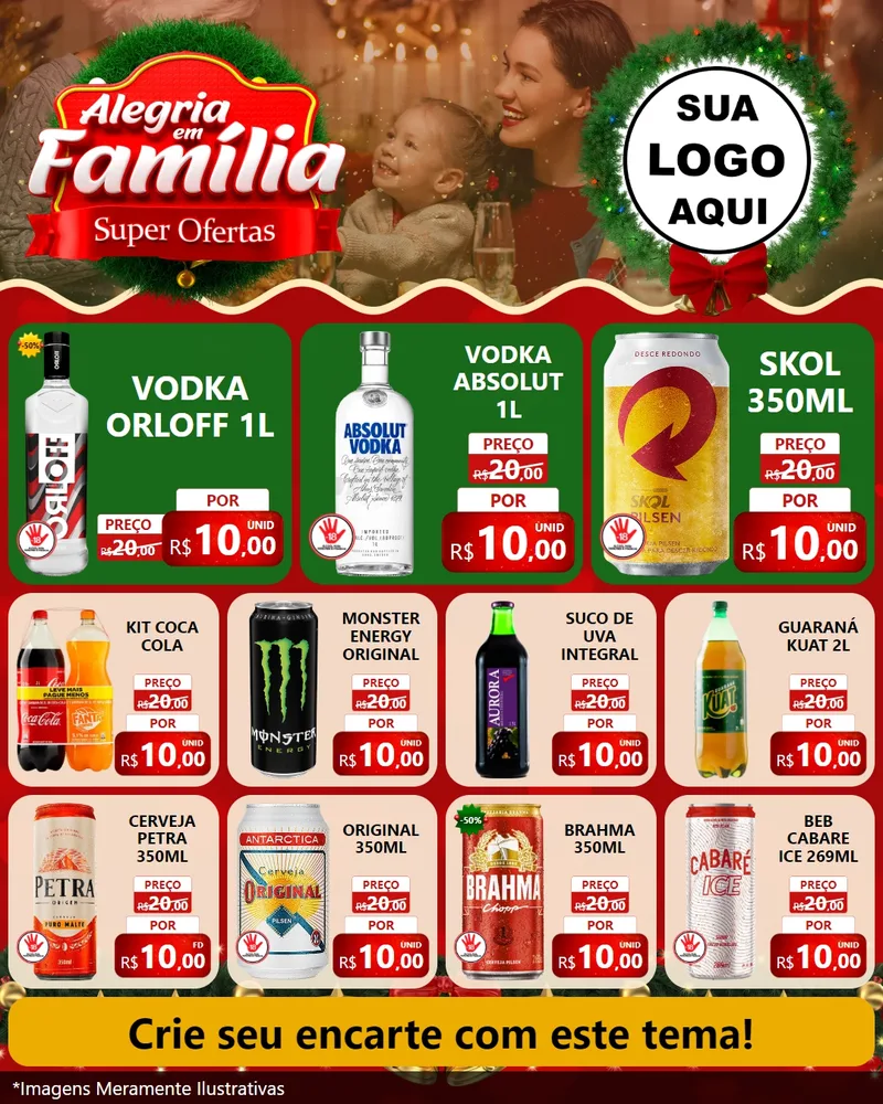 Modelo de Rede Social para Feed Instagram com o tema Alegria Em Família - Super Ofertas para Distribuidora de bebidas