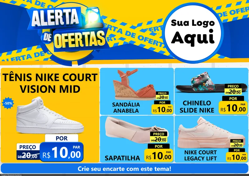 Modelo de Encarte para Encarte A4 Horizontal com o tema Alerta de Ofertas para Calçados