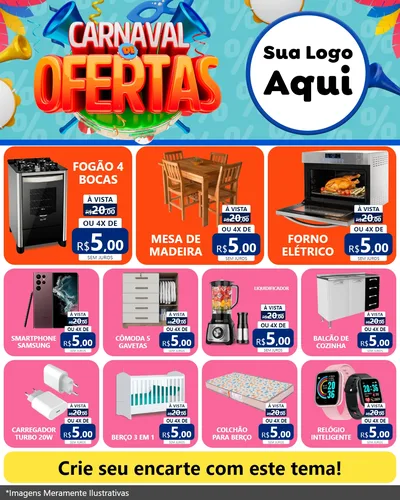 Modelo de Rede Social para Feed Instagram com o tema Carnaval de Ofertas para Móveis e Eletro