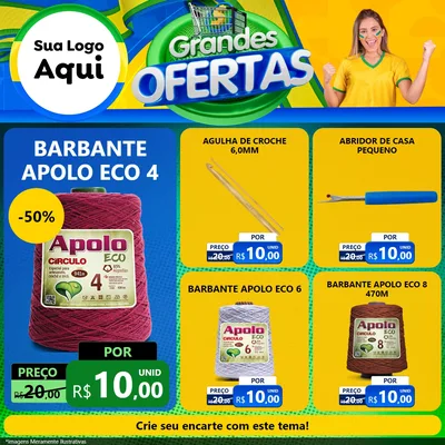 Modelo de Rede Social para Feed Facebook com o tema Grandes Ofertas para Armarinho e Aviamentos