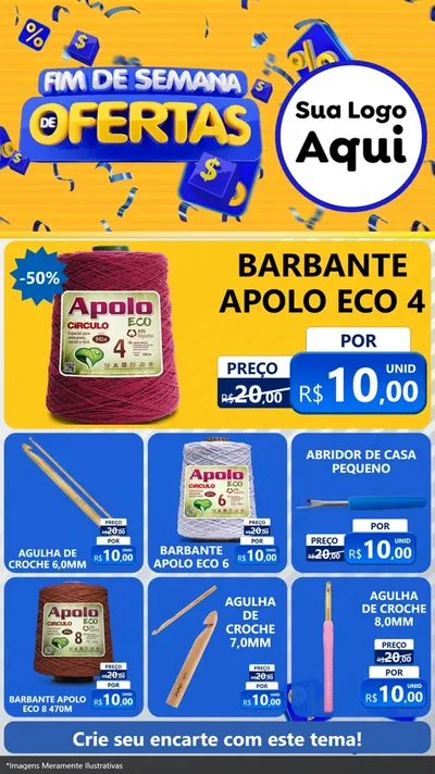 Modelo de Rede Social para Stories com o tema Fim de Semana de Ofertas para Armarinho e Aviamentos