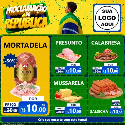 Modelo de Rede Social para Feed Facebook com o tema Proclamação da República para Frios e Laticínios