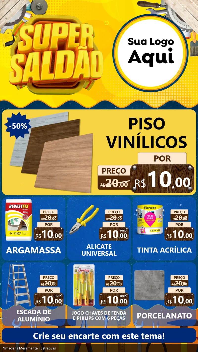 Modelo de Rede Social para Stories com o tema Super Saldão para Material para Construção